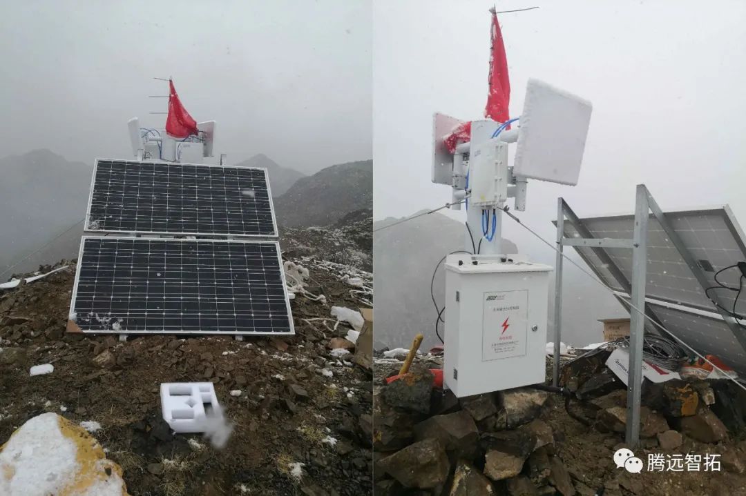 山顶太阳能供电无线中继安装效果